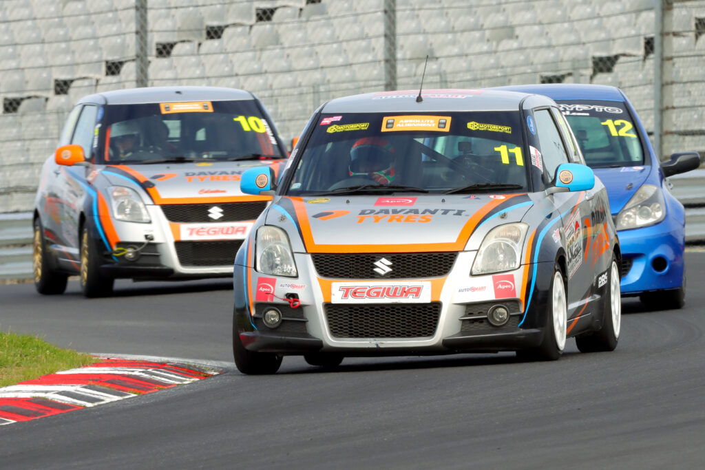 Ray Collier and Adam Blair in the Suzuki Swift Challenge at Brands Hatch